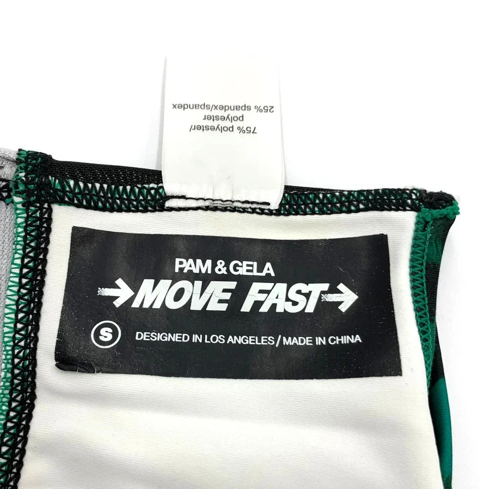 Pam & Gala Green Animal Print Sports Bra Size Small